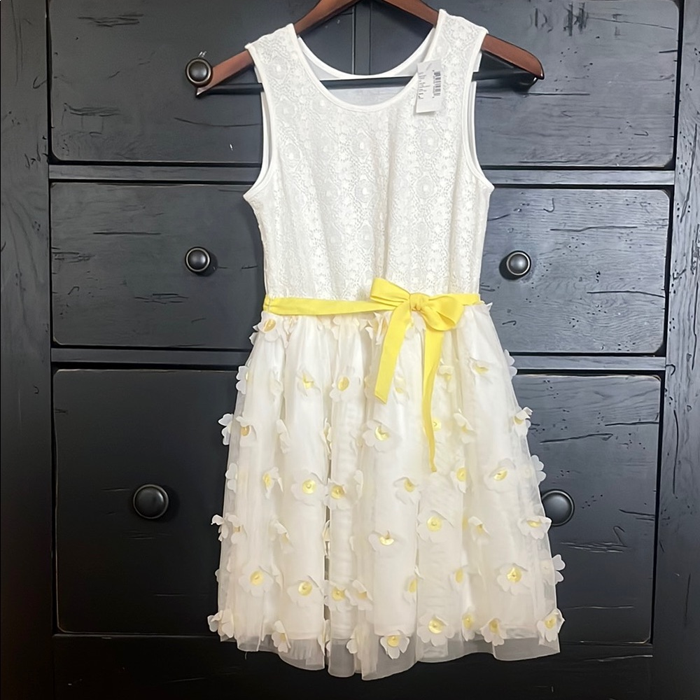 The Children's Place White and Yellow Ruffled Tiered Sundress